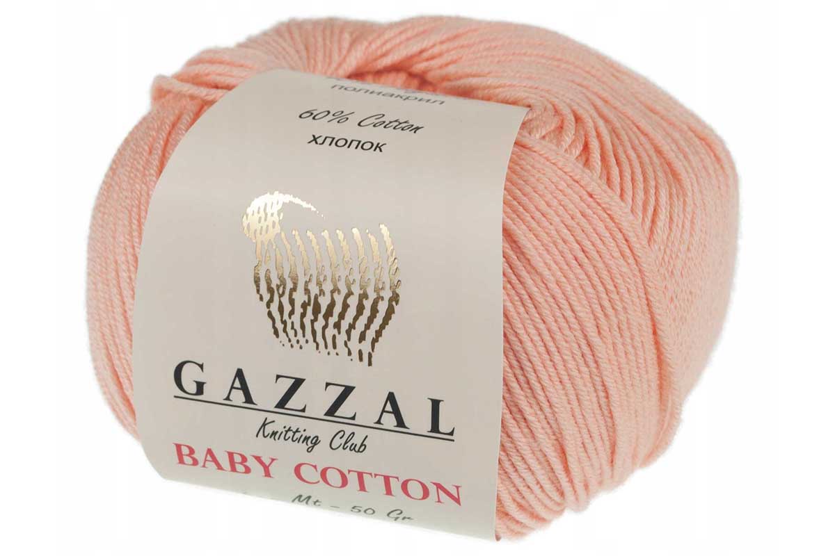 Пряжу Gazzal Baby Cotton цвет 3412 персиковый – купить дешево