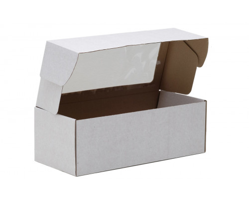 Коробка самосборная с окном белая 35x16x12 см