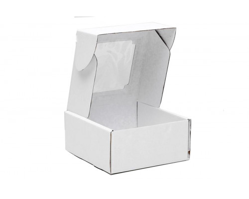 Коробка самосборная с окном белая 19x19x9 см