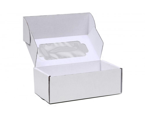Коробка самосборная с окном белая 23x12x8 см