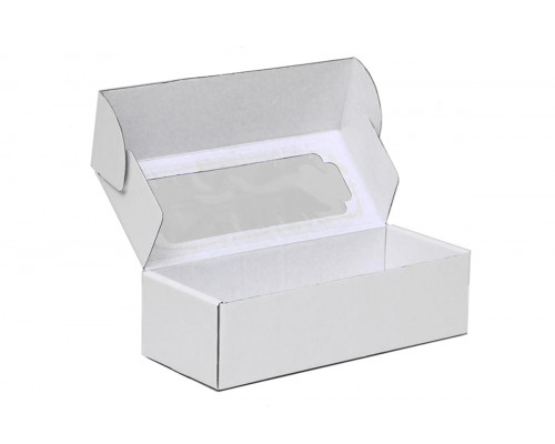 Коробка самосборная с окном белая 32x13x9 см