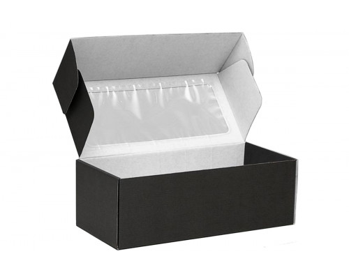Коробка самосборная с окном черная 35x16x12 см
