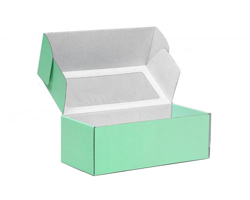 Коробка самосборная с окном салатовая 35x16x12 см