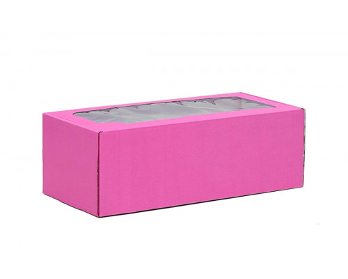 Коробка самосборная с окном вишневая 35x16x12 см